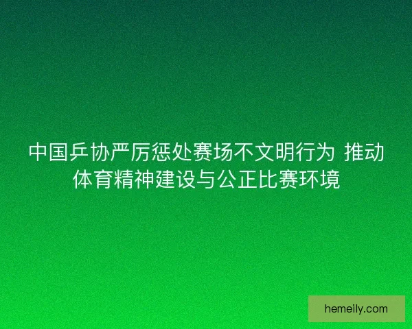 中国乒协严厉惩处赛场不文明行为 推动体育精神建设与公正比赛环境